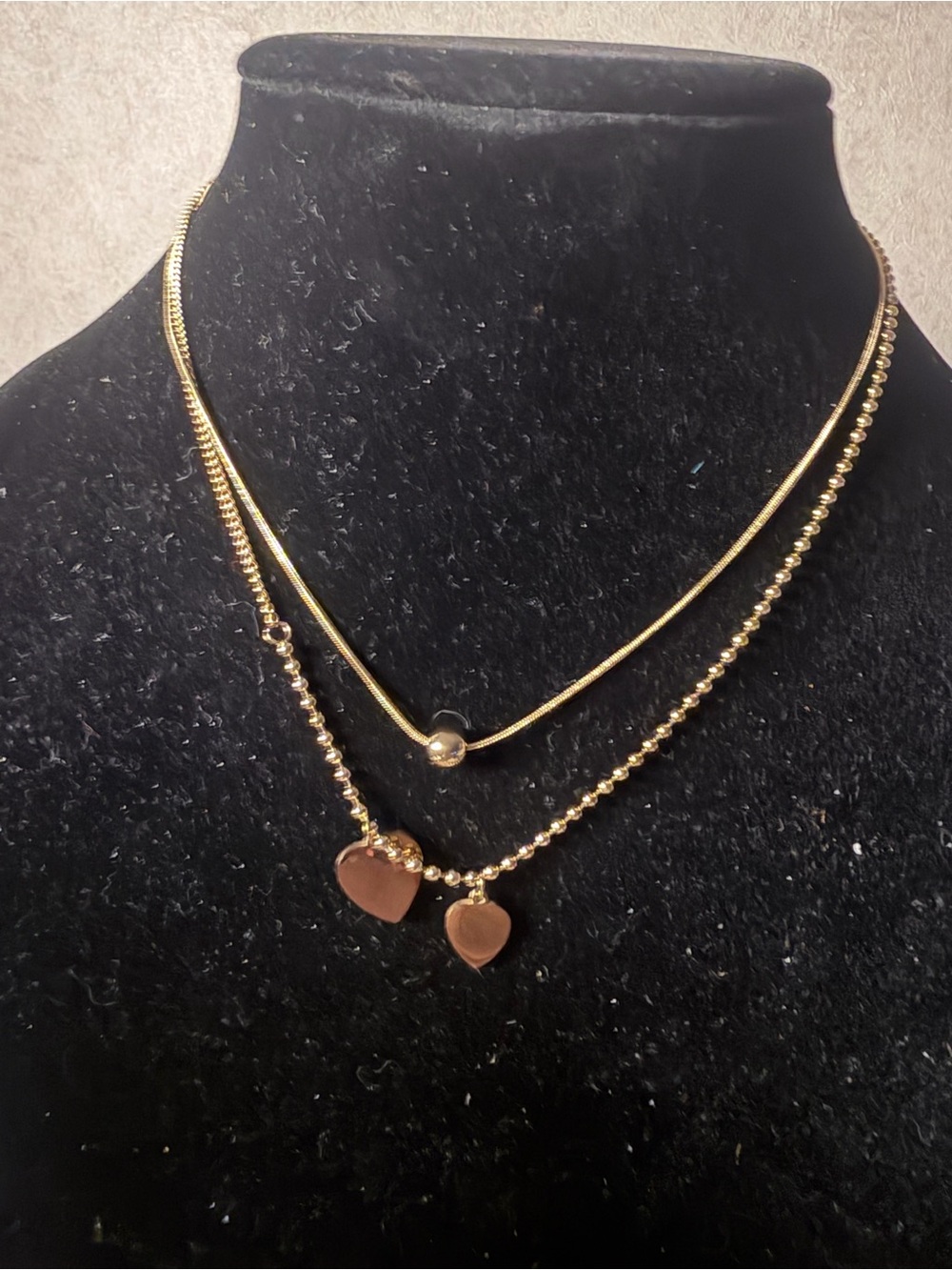 Gold Heart Pendant Layered Necklace - Women Jewelry
